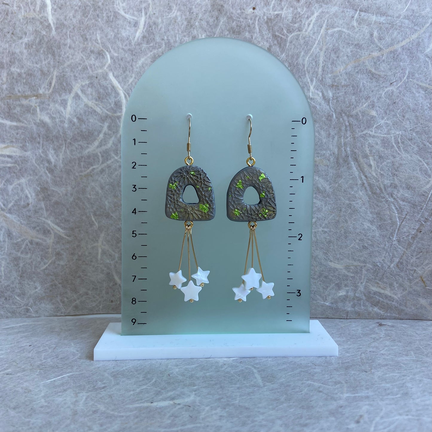 Green Foil Moroccan Star Earrings