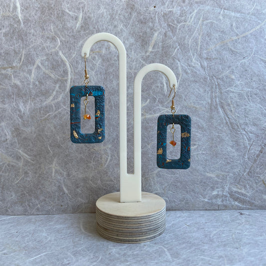 Rectangle with Carnelian Earrings