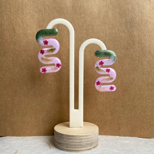 Pink Resin Wiggle studs