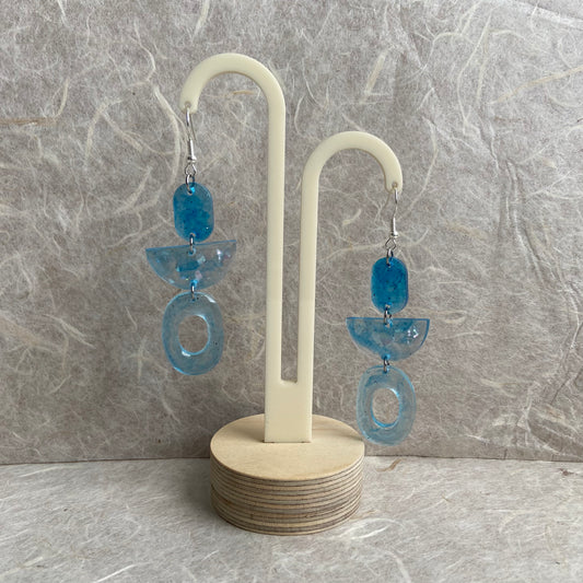 Translucent Blue Geo Shape Earrings