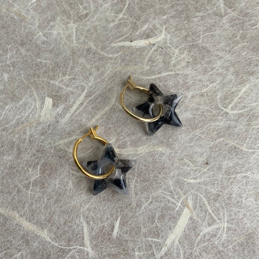 Cloudy Star Charm Resin Hoops
