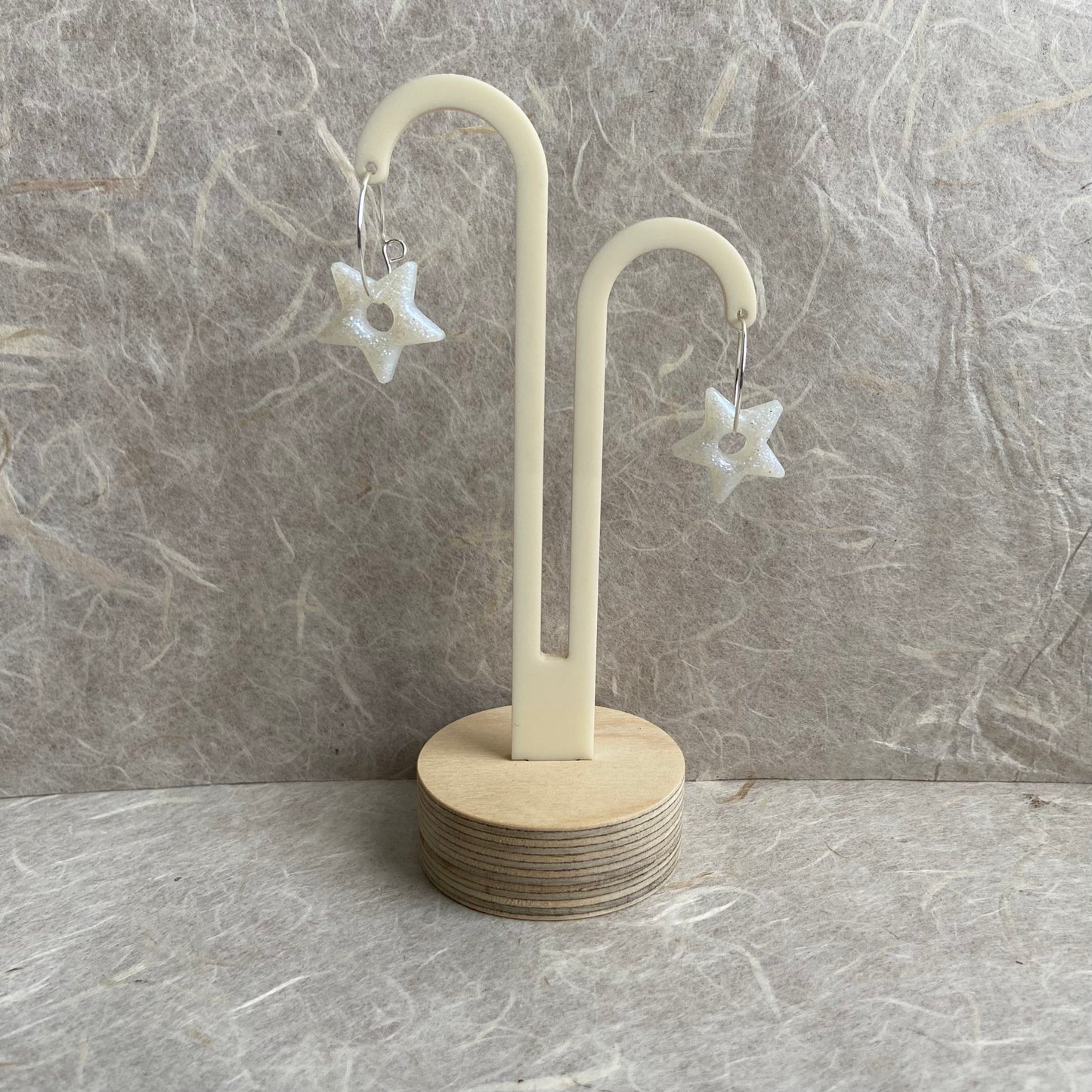 Snow Star Charm Resin Hoops