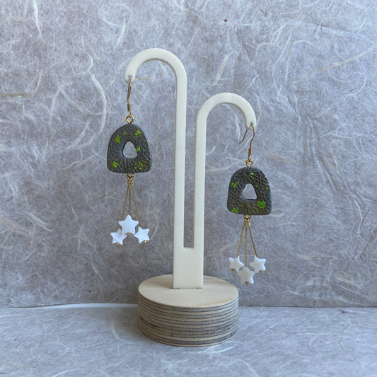 Green Foil Moroccan Star Earrings