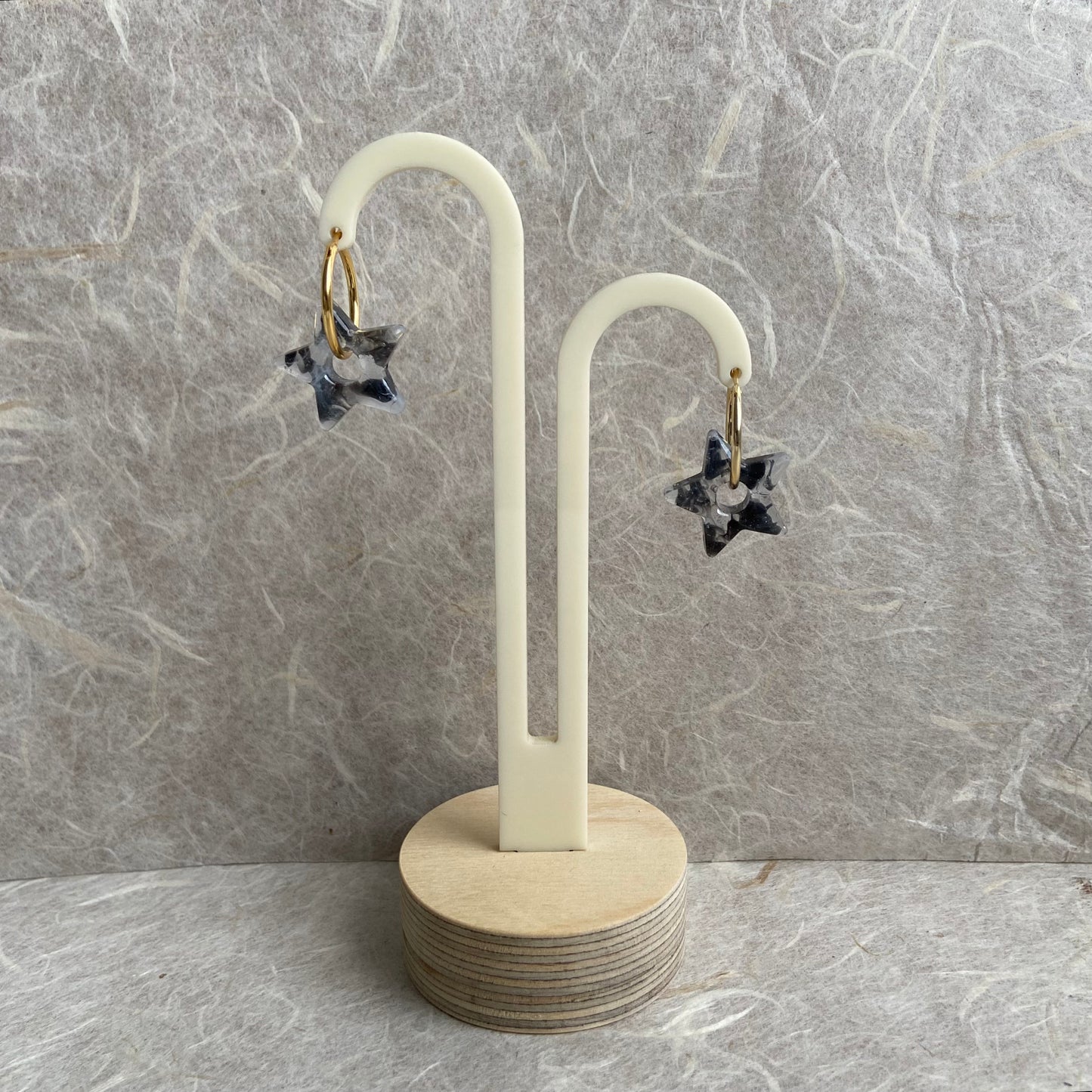 Cloudy Star Charm Resin Hoops