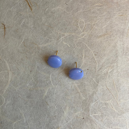 Purple Resin Button Stud Earrings