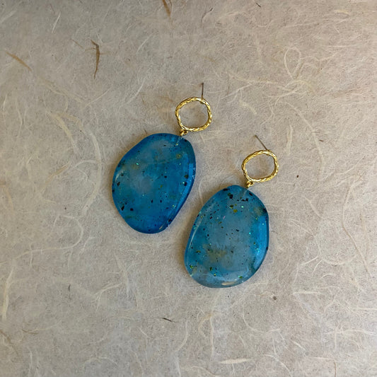 Blue Pebble Shaped Earrings