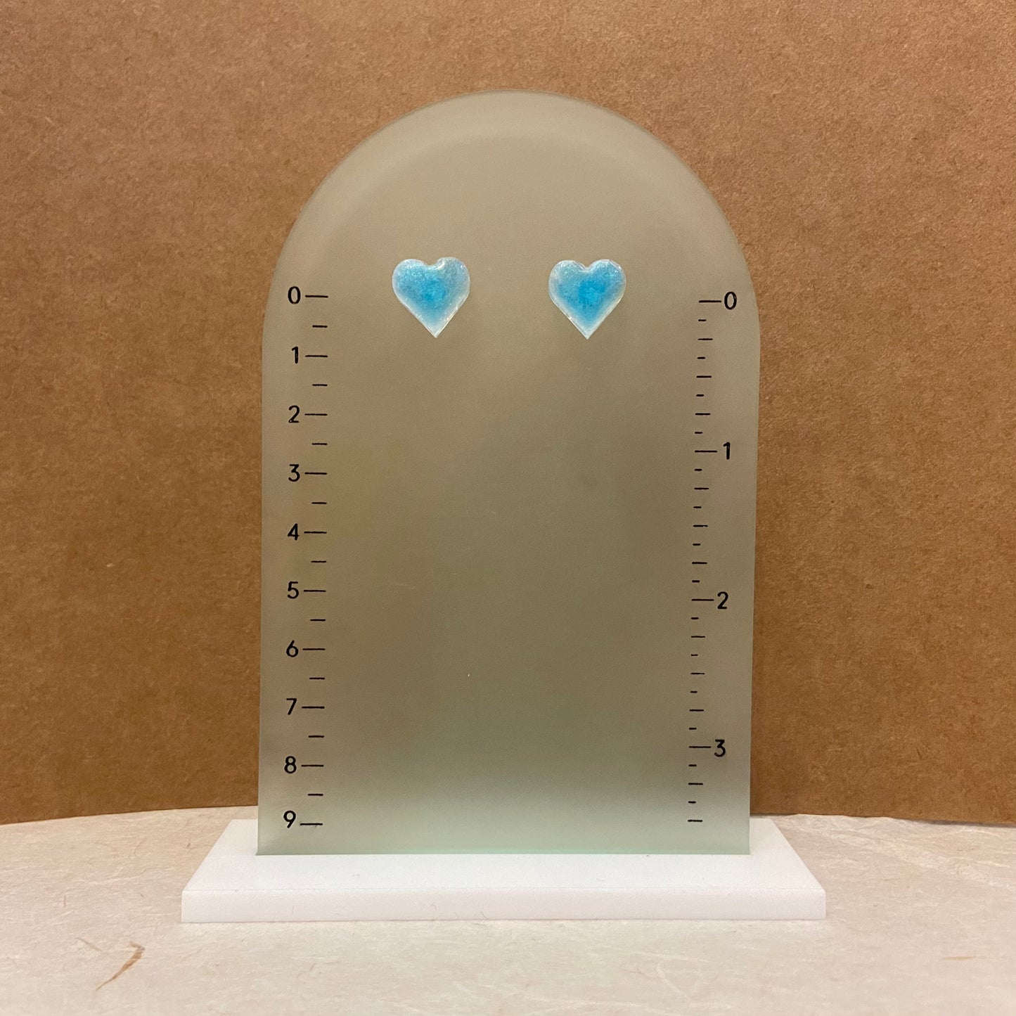 Heart Resin Blue Stud Earrings
