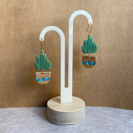 Handpainted Aloe Vera Earrings