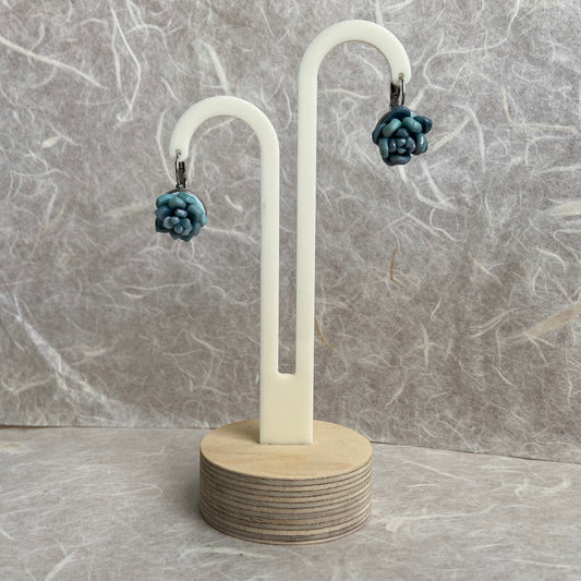 Light Grey Succulents Echeveria Earrings