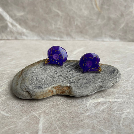 Mini Fox Purple & Gold Resin Studs
