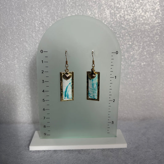 Rectangle Sea inspired with Shell Earrings