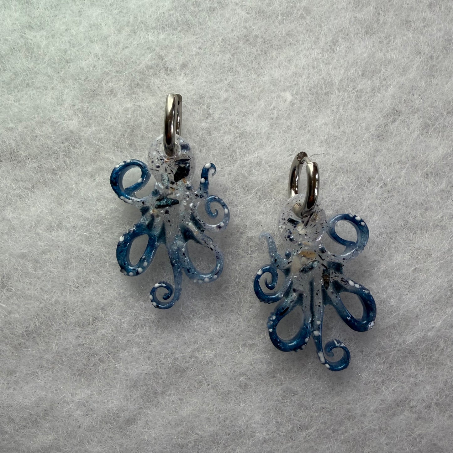 Octopus Charm Resin Huggies Hoops #3