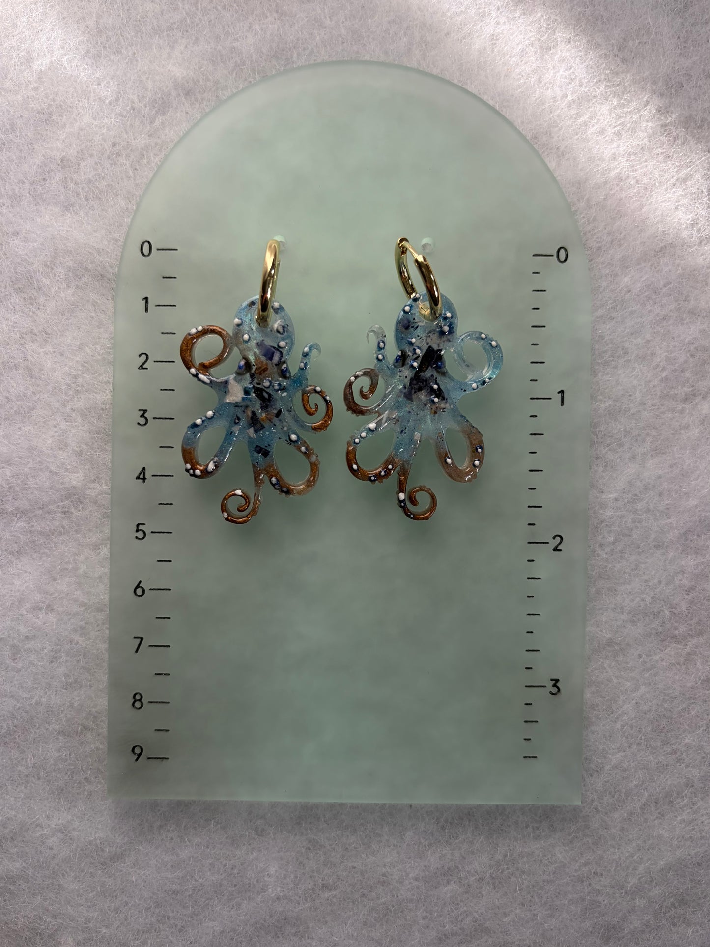 Octopus Charm Resin Huggies Hoops #2