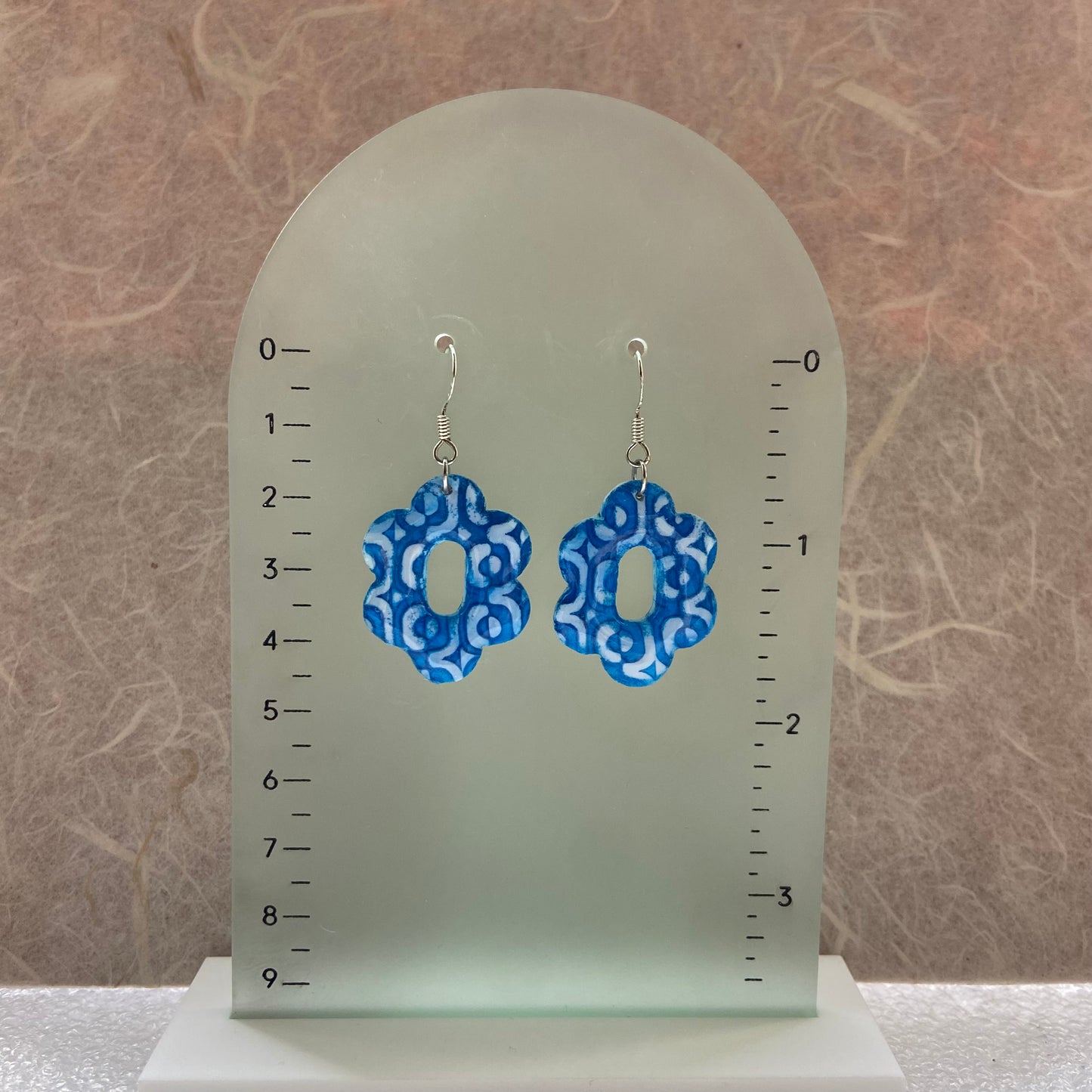 Blue Retro Flowers Earrings