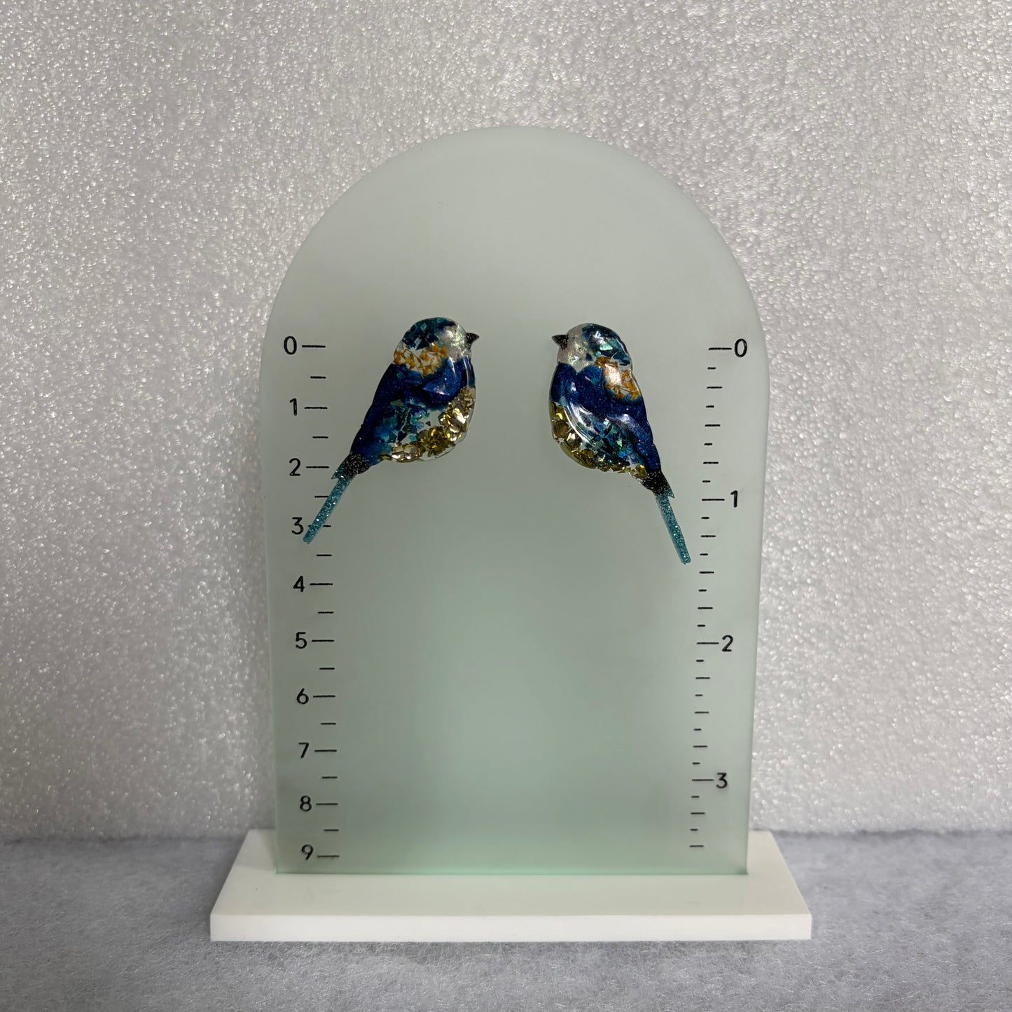 Blue Tits with copper dried flowers Earrings