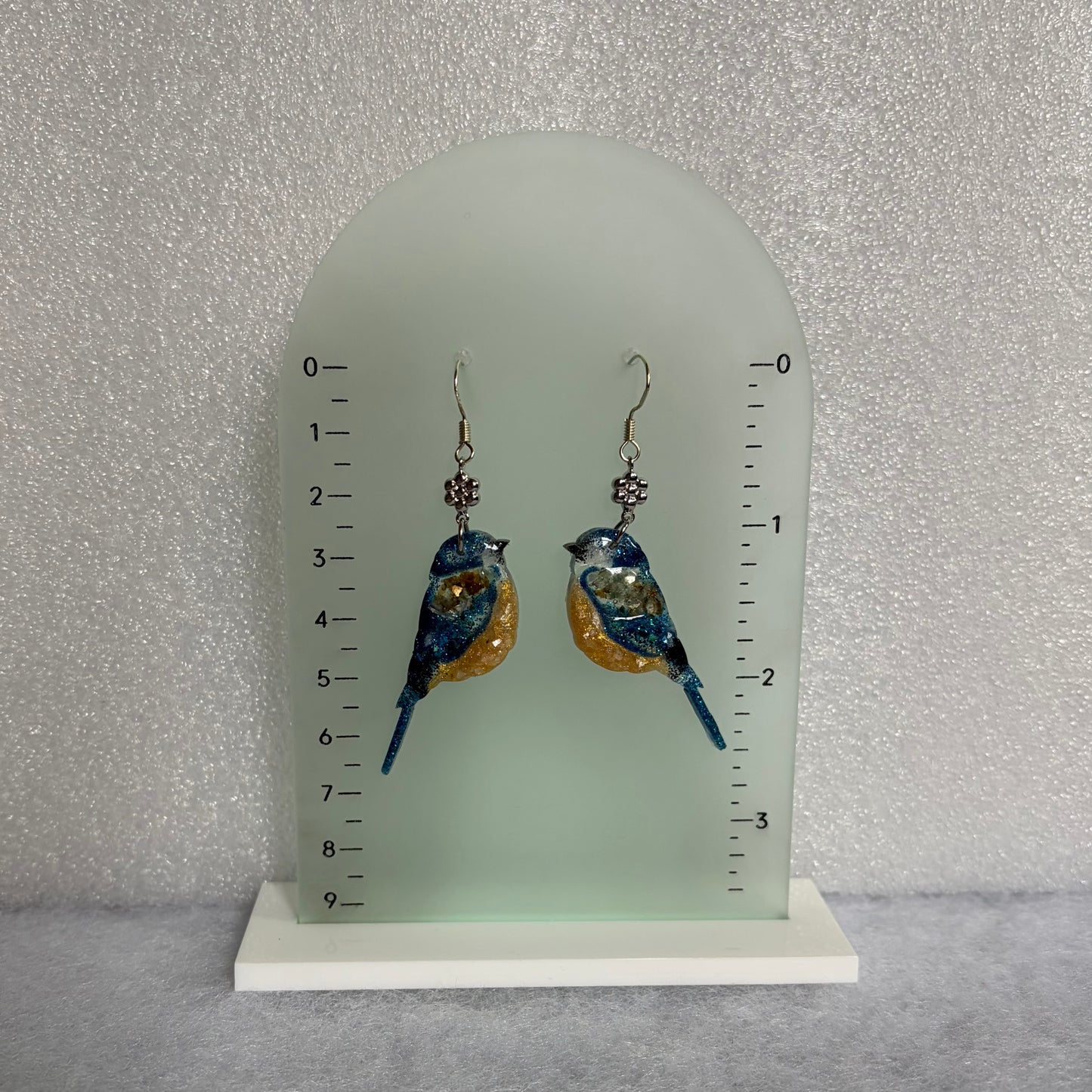 Blue Tits with flakes Earrings