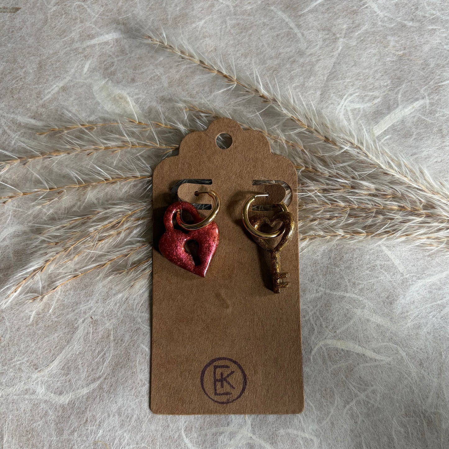 Heart Lock & Key Charm #1 Huggies