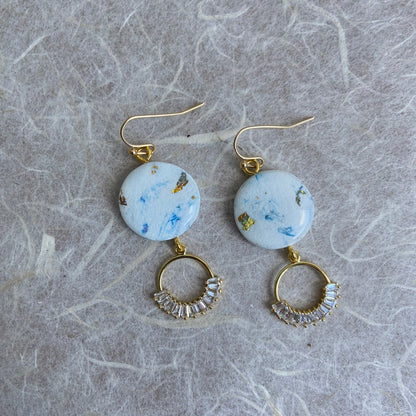 Blue & Gold Speckle Earrings