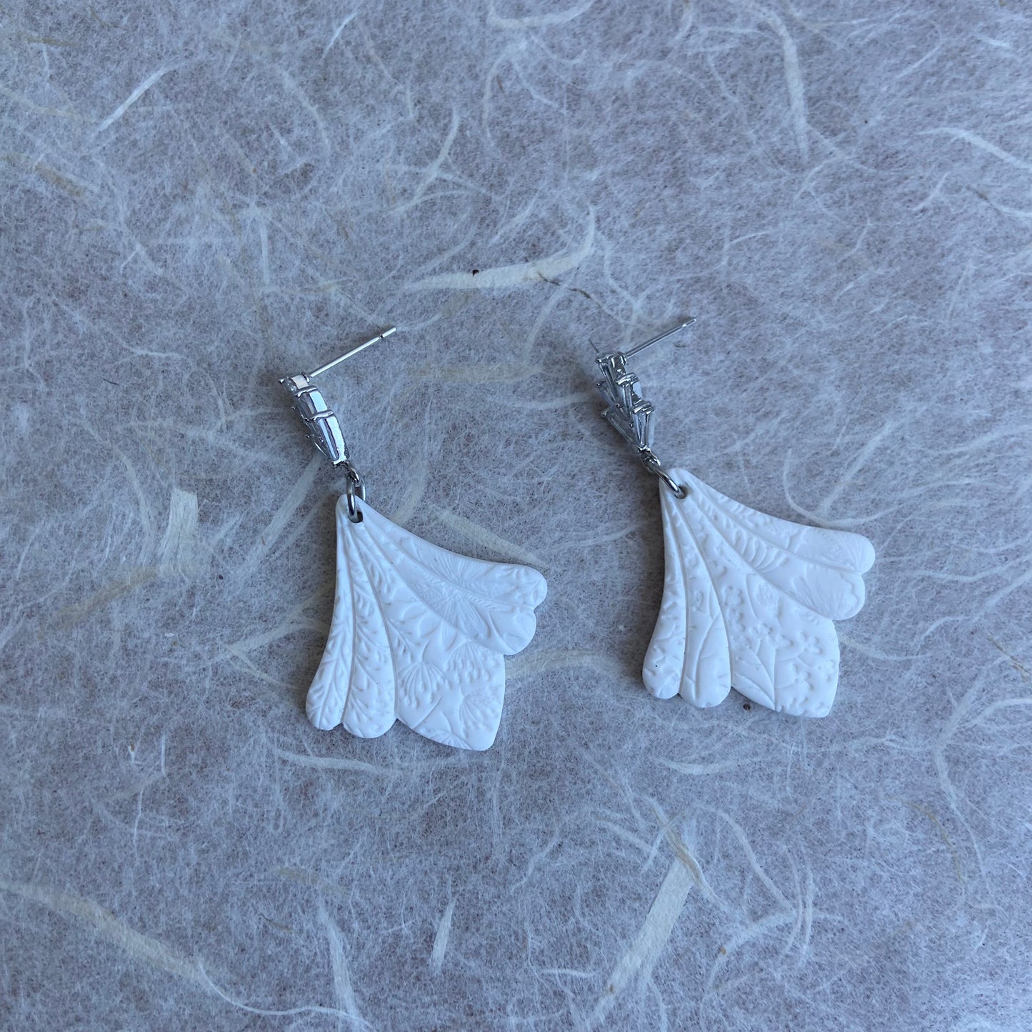 Art Deco Textured Shell Fan Earrings