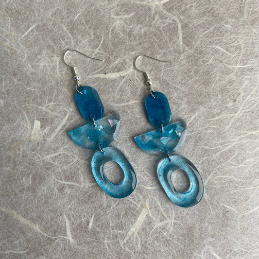 Translucent Blue Geo Shape Earrings