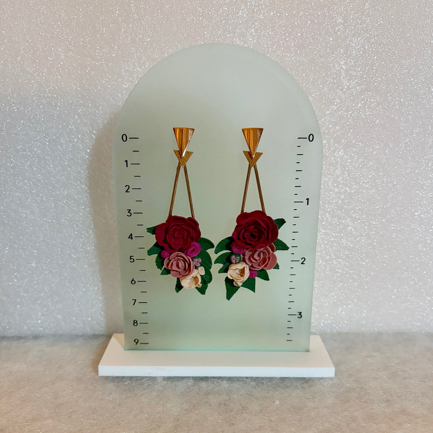 Red & Pink Bouquet Earrings - One of a Kind