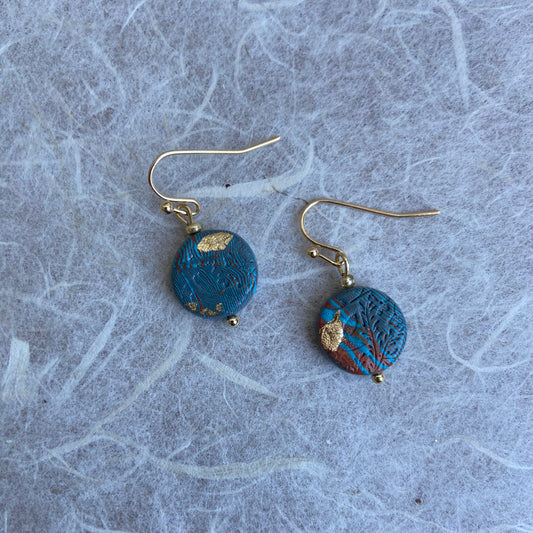 Grey Blue Round Earrings