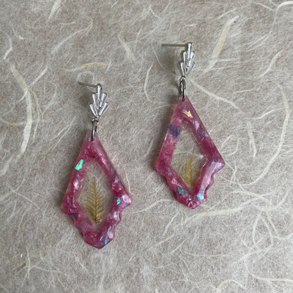 Pink Art Deco Drop Earrings