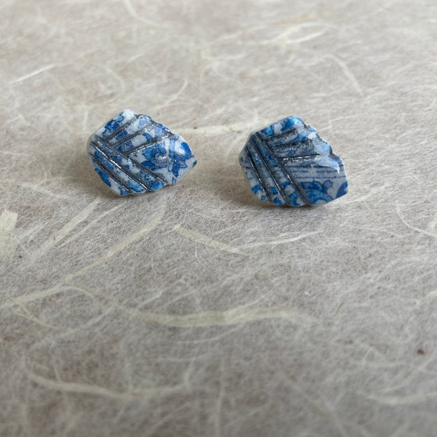 Art Deco Faux Ceramic Stud Earrings