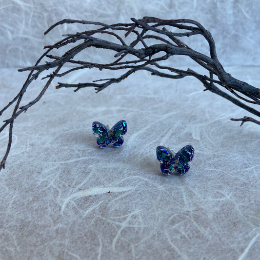 Tiny Blue Butterfly Earrings