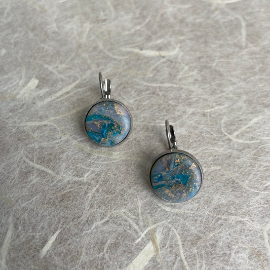 Faux Stone Round Bezel Earrings