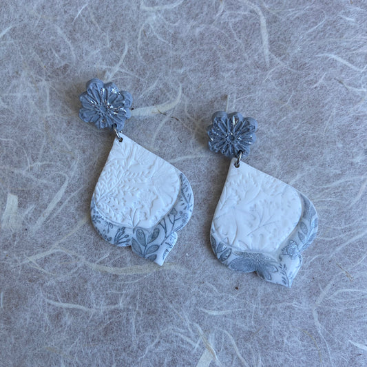 White & Grey Moroccan Earrings