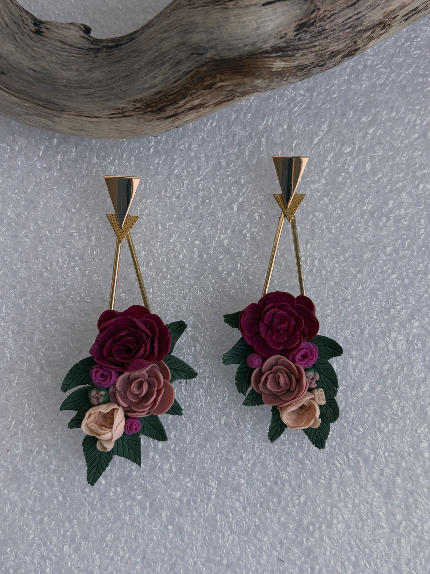 Red & Pink Bouquet Earrings - One of a Kind