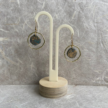 Gold Foil & Grey Pebbles Earrings