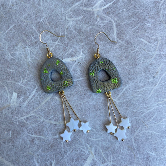 Green Foil Moroccan Star Earrings