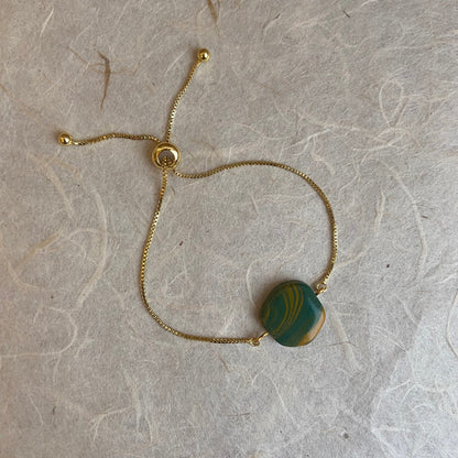 Green & Mustard Pebble Bracelet #2