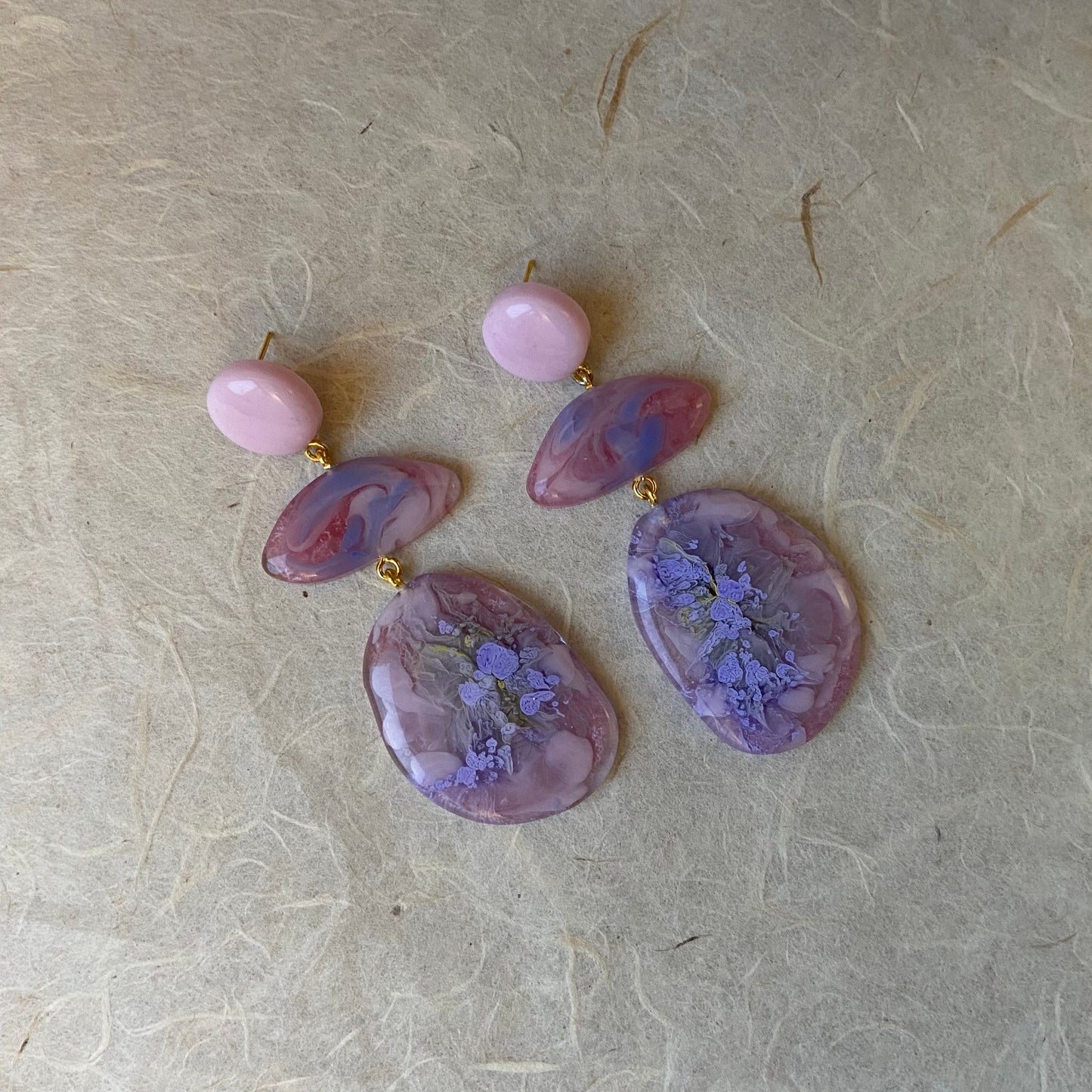 Pink Pebble Shaped Earrings