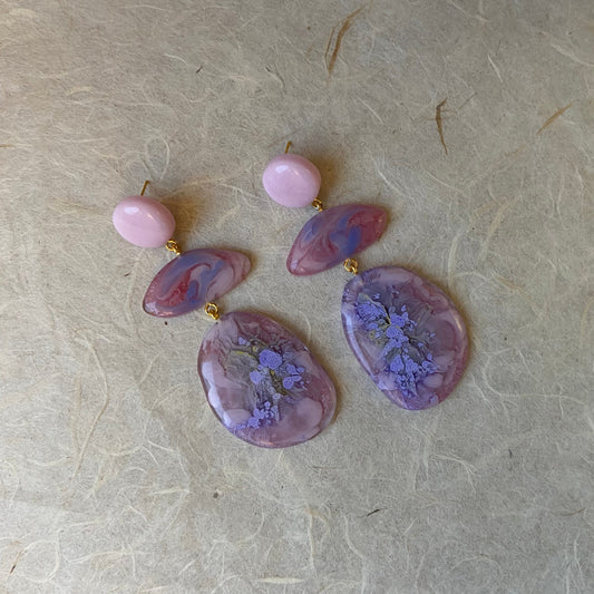 Pink Pebble Shaped Earrings