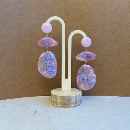 Pink Pebble Shaped Earrings