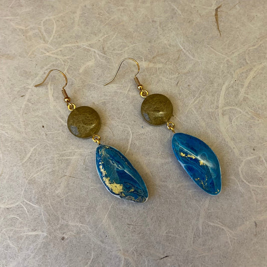 Blue & Gold Island Earrings