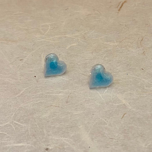 Heart Resin Blue Stud Earrings