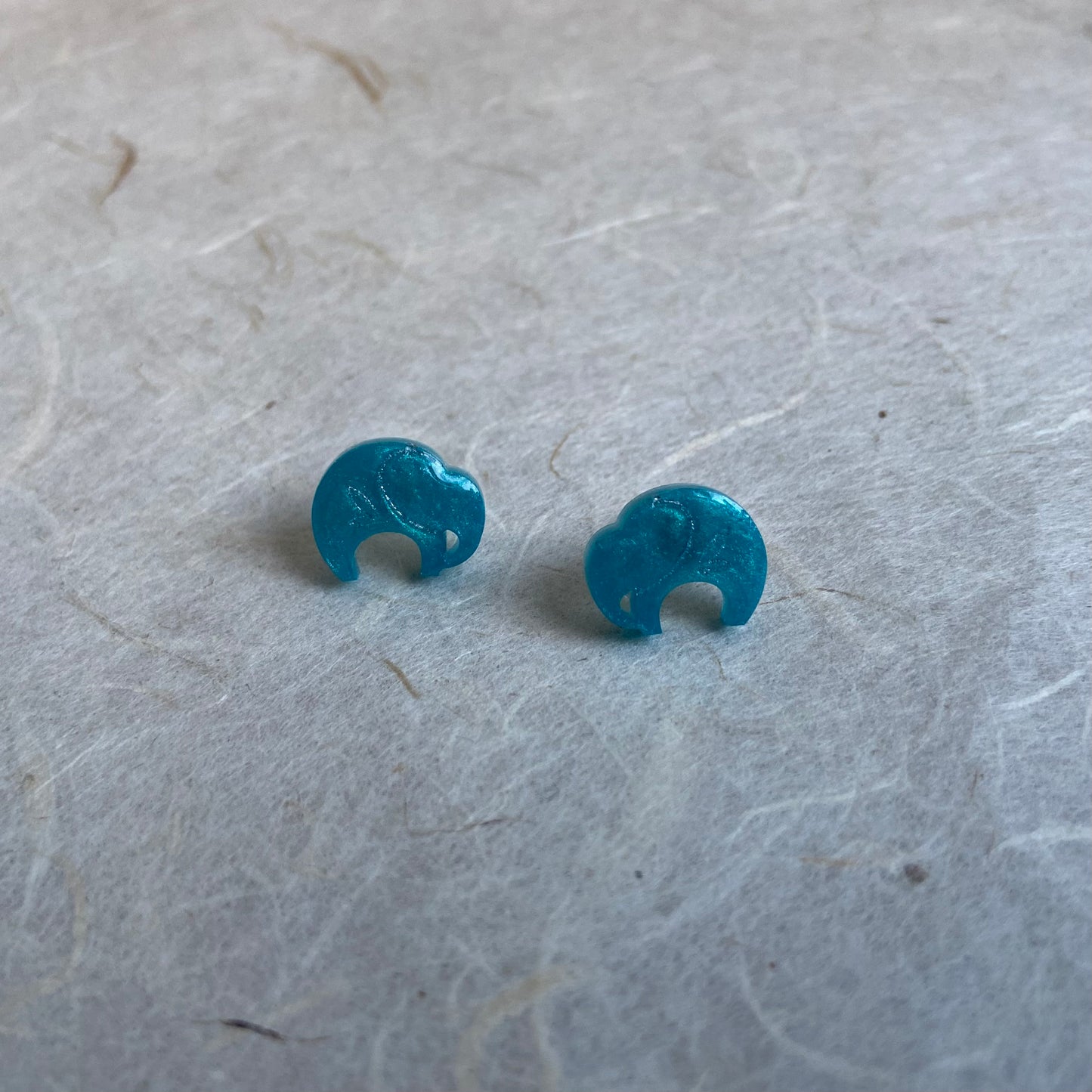 Mini Elephant Blue Resin Studs