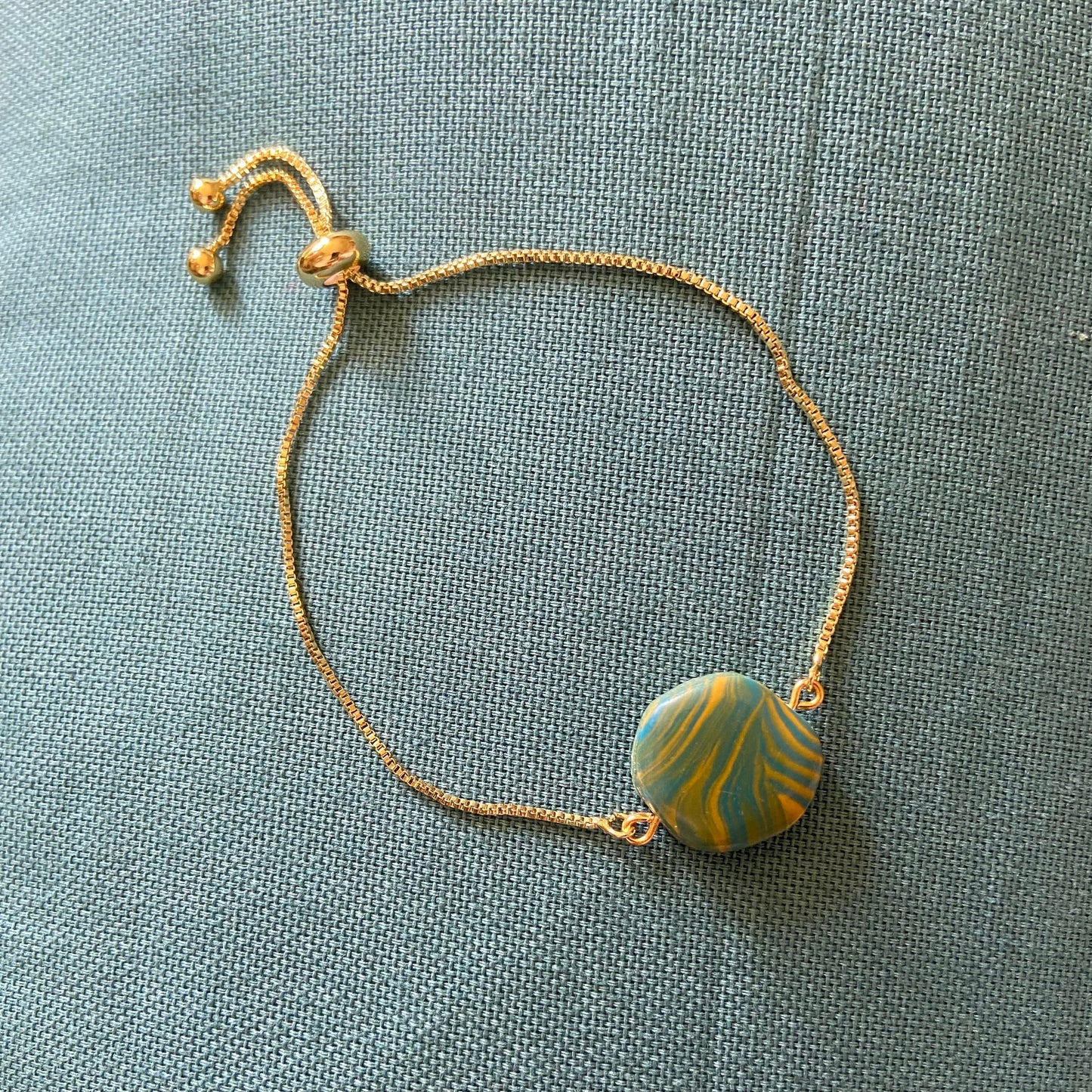 Green & Mustard Pebble Bracelet #1