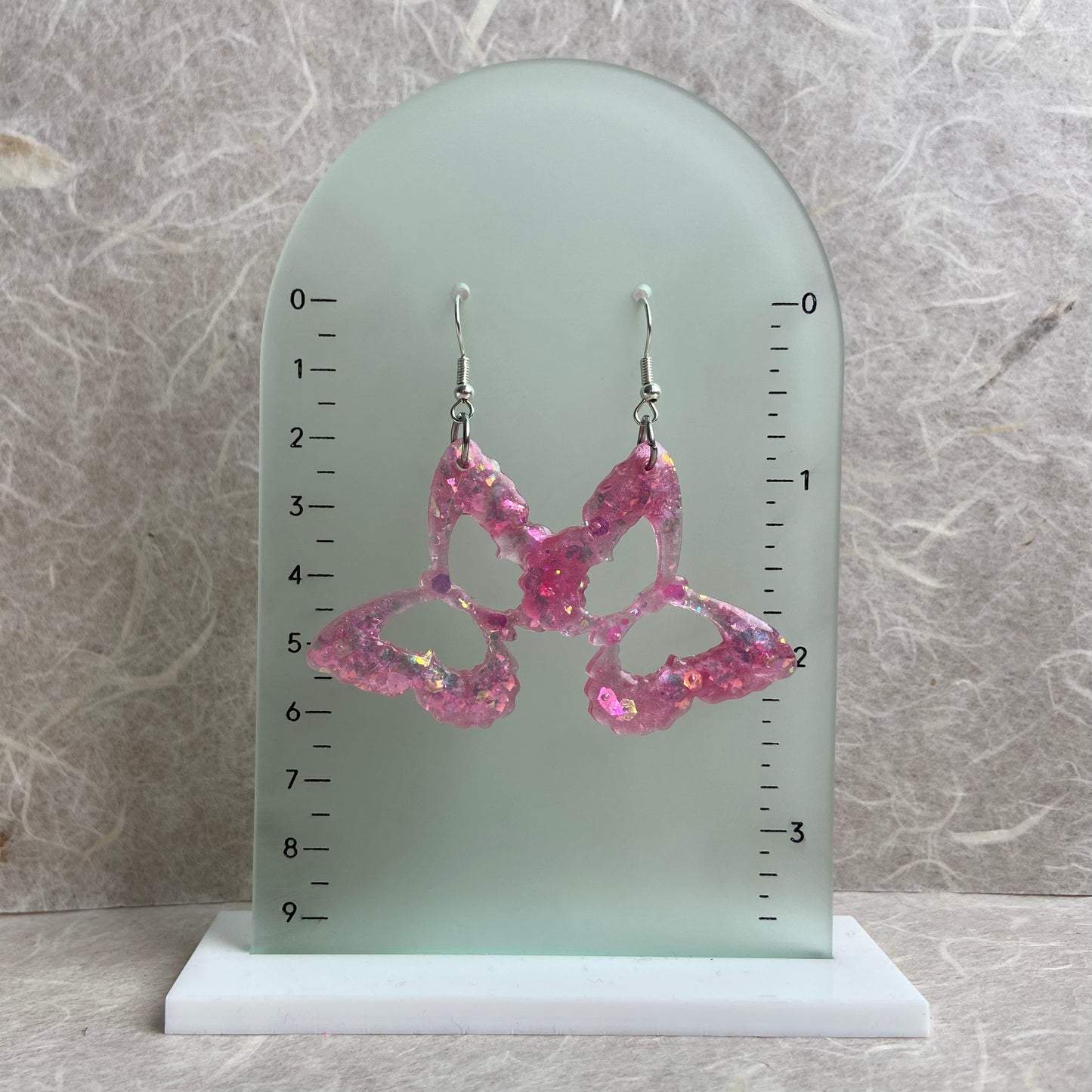 Pink Shiny Butterfly Earrings