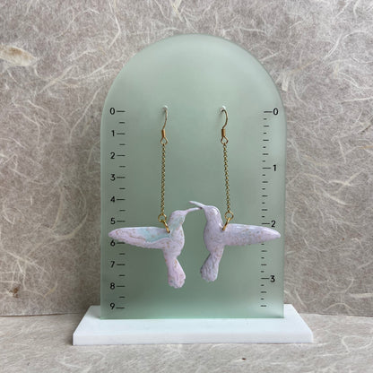 Faux Agate Hummingbird Earrings