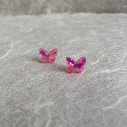 Tiny Pink Butterfly Earrings #2