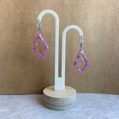 Pink Art Deco Drop Earrings