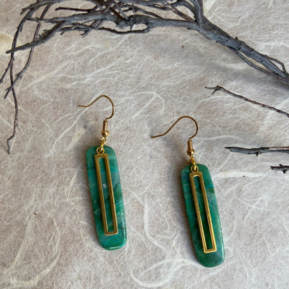 Faux Stone Rectangular Earrings