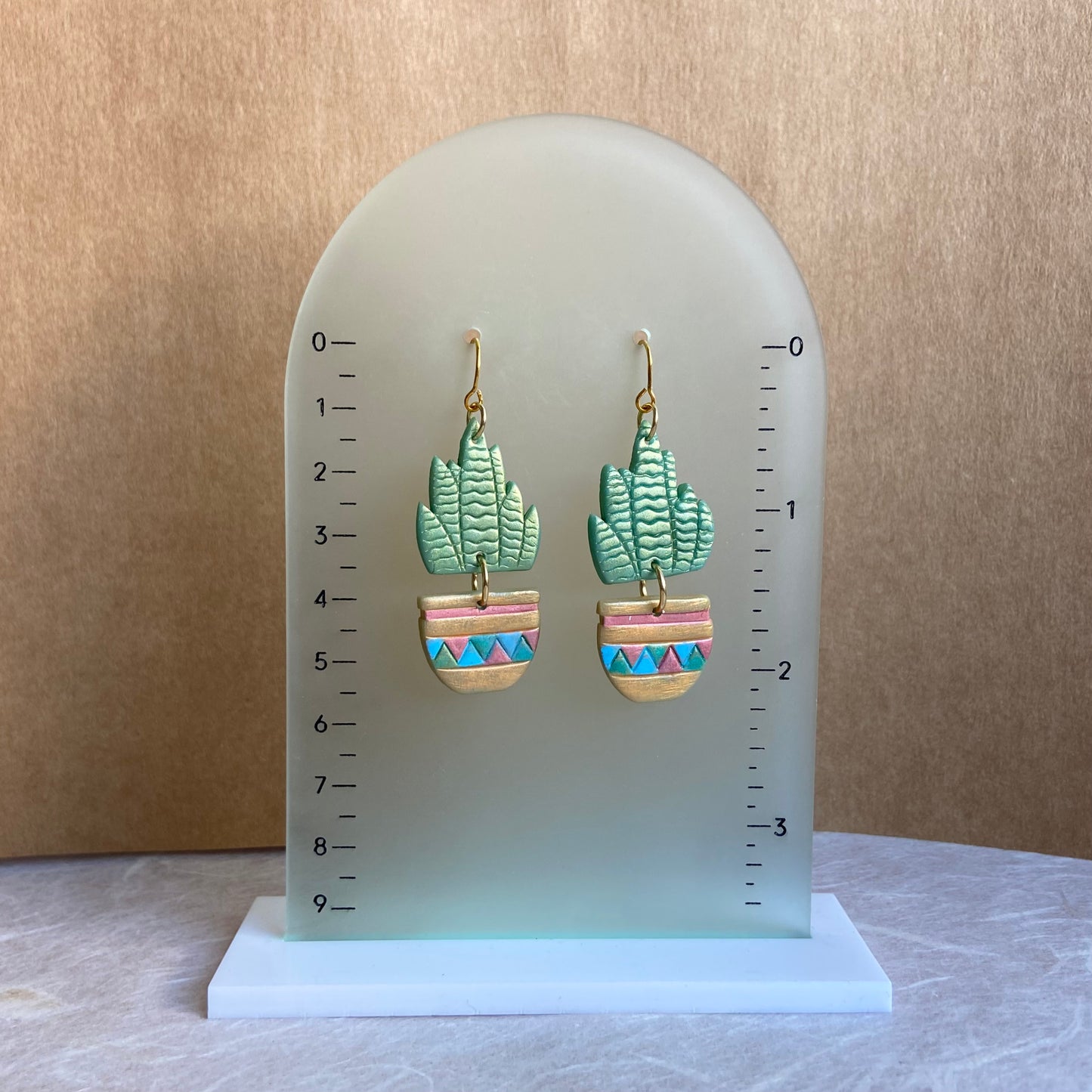 Handpainted Aloe Vera  Earrings