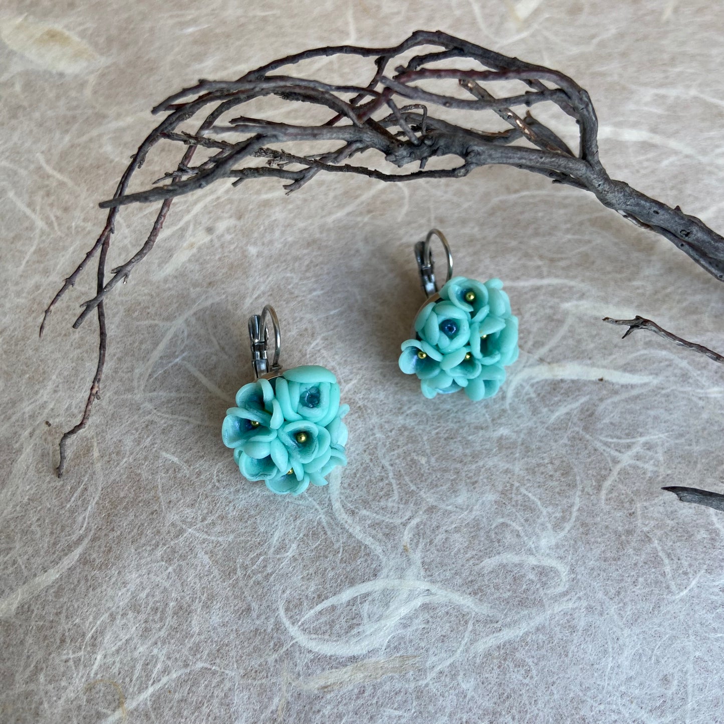 Green Floral Earrings