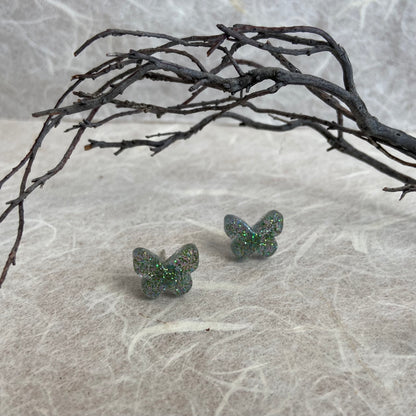 Tiny Green Butterfly Earrings